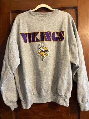 Majestic NFL Minnesota Vikings 1990s Vintage Football Gray Men's Sweatshirt XL